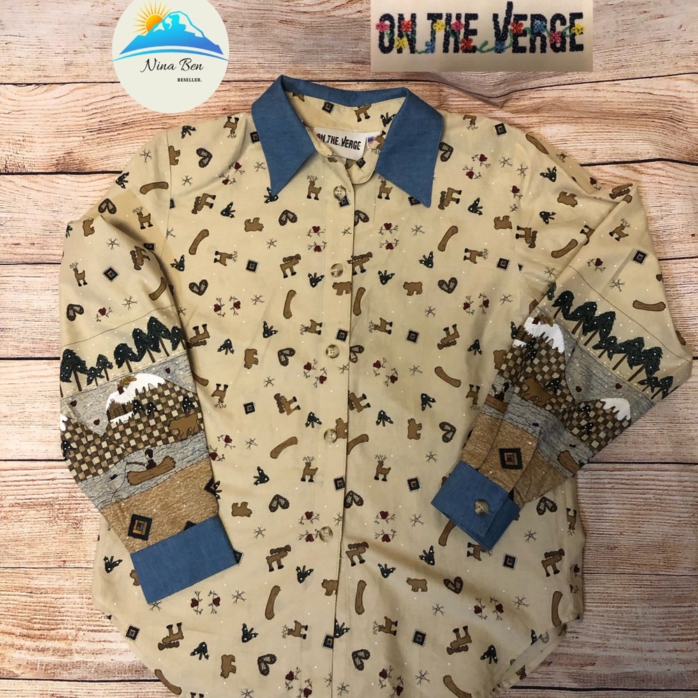 Vintage on the verge Christmas button shirt size S women’s